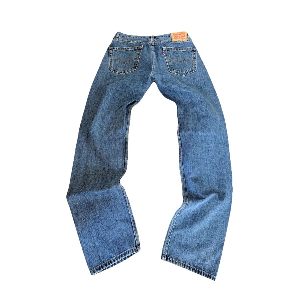Levis 505 Regular Fit Mens Blue Jeans 32x36 Medium Wash Straight Leg Rugged